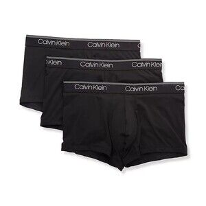 CALVIN KLEIN Boxer Brief Mens Medium Black 3-Pack Microfiber Low Rise Trunk
